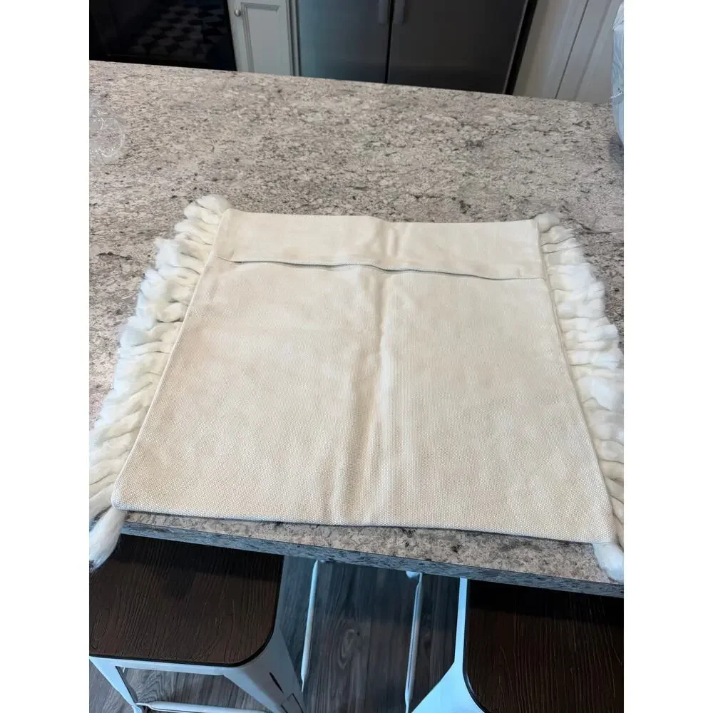 Quince - Dana Wool Fringe Pillow Cover - Ivory - 20x20